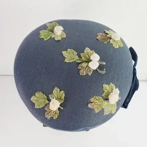 Vtg Original Touster Teentype Women\'s 3D Floral Blue Wicker Calot Hat Velvet Bow m_63f260978bb2e29654ad0277.jpeg main image 2